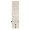 Grey fabric watch band with rose gold buckle