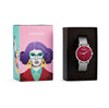 Womens Red Watch - Silver - Suffragette Kahlo - In box