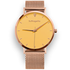 Womens Yellow Watch - Rose Gold - Suffragette Kahlo