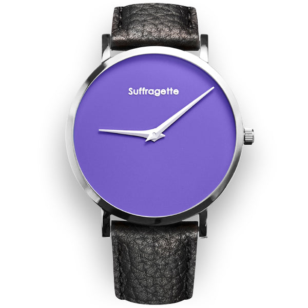 Womens Purple Watch - Silver - Suffragette Leather