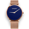 Womens Blue Watch - Rose Gold - Suffragette Pankhurst