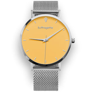 Womens Yellow Watch - Silver - Suffragette Kahlo